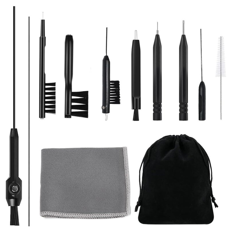 Hearing Aid Cleaning Kit, 12pcs Hearing Aid Cleaning Kit Hearing Aid Case Cleaner Kit with Wax Loop and Magnet Multi-Functional Earphone Earbuds Cleaner Kit with Velvet Bag.